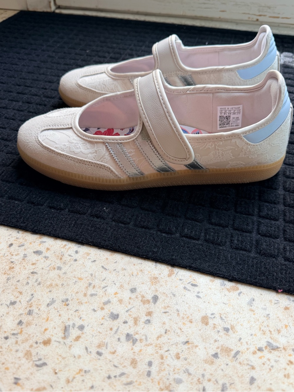 adidas Women's White Lace Strap Sneakers with Light Blue Accents